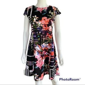 New York & Company Cap Sleeve Fit and Flare Scuba Dress Size Small